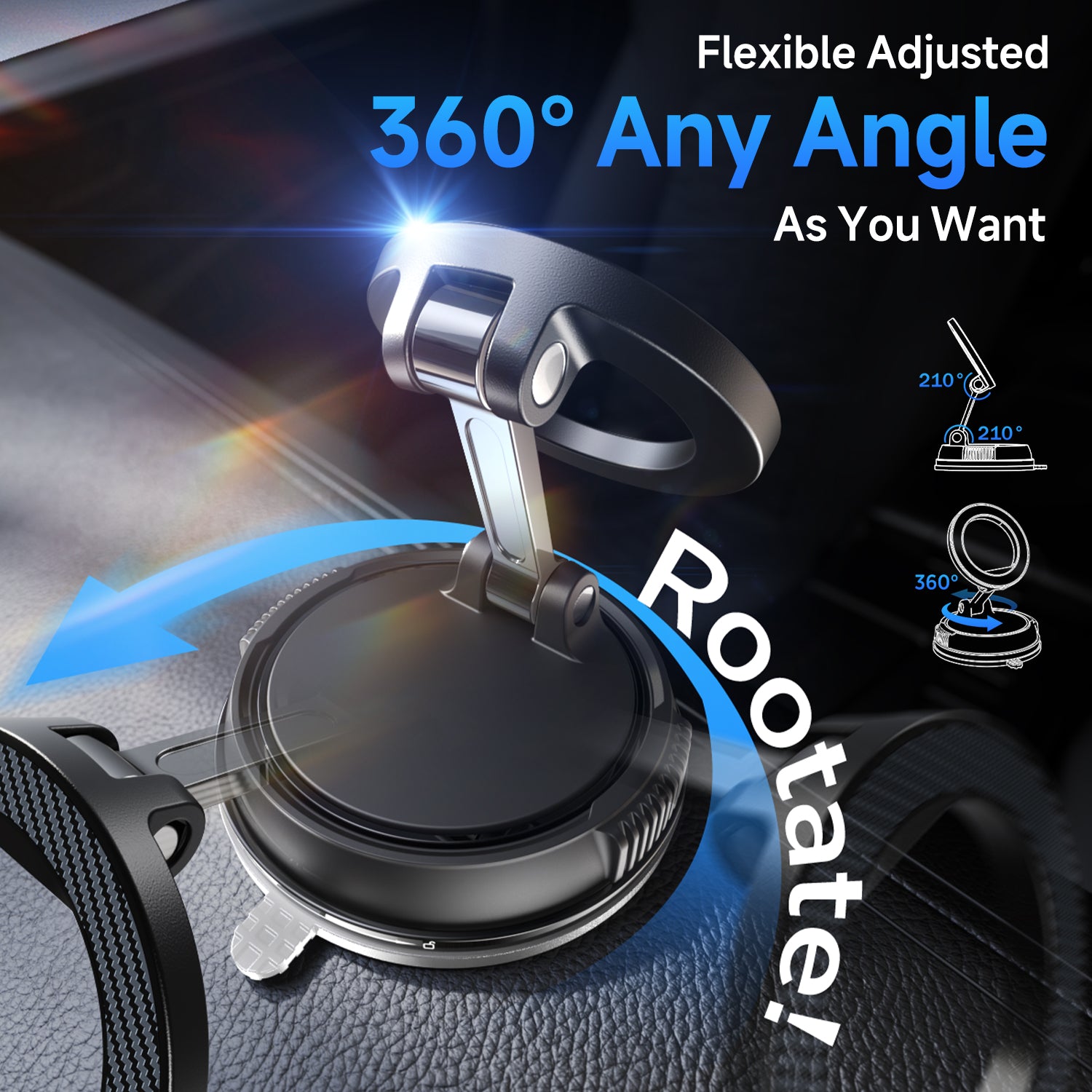 MagSafe compatible 3-in-1 car charger with 360° swivel ball.