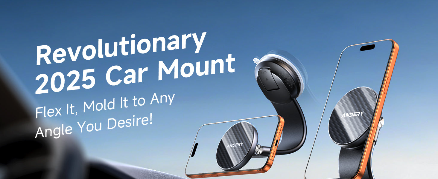 The ANDERY MagSafe car mount keeps the phone visible without distracting the driver.