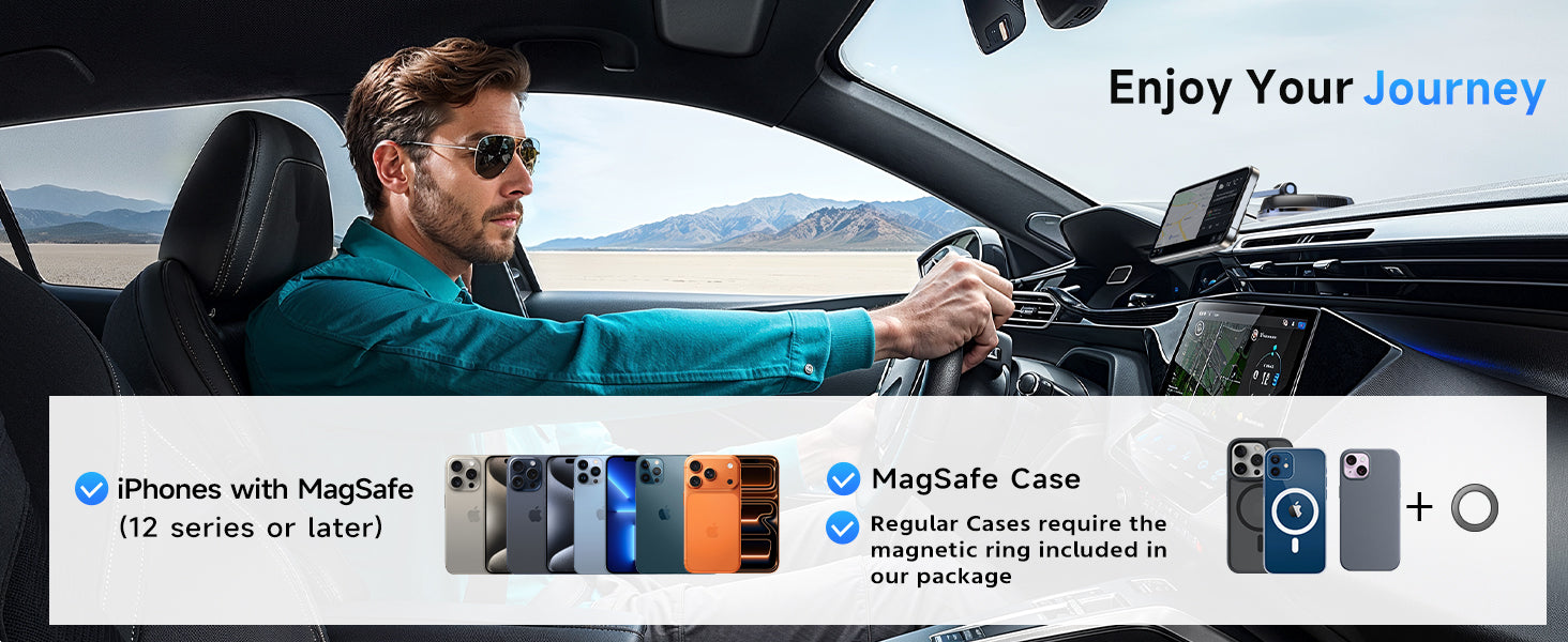Hands-free navigation made easy with the ANDERY MagSafe car mount.