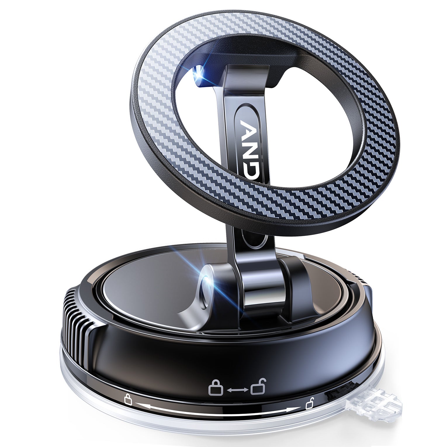 Dashboard-only magnetic phone stand with flexible 360° rotation.